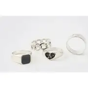 Mens Silver 4 pack Cross Ring Set