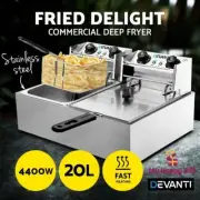 Devanti Electric Commercial Deep Fryer Twin Frying Basket Chip Cooker Kitchen