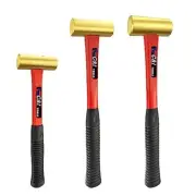 3-Piece Hammer Set,Jacketed Fiberglass Solid Brass Non-Sparking Hammer,16,24,32