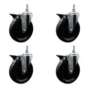 6 Inch Phenolic 12MM Threaded Stem Caster Set with Brake