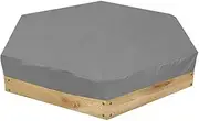 Sandbox Cover, Waterproof Hexagon Sandpit Cover with Drawstring, Dustproof Anti UV Pool for Outdoor, Sandpit Canopy Sand Toys Protection Cover (140x120x20cm) (Grey)