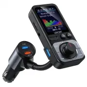 Bluetooth 5.0 FM Transmitter with Big Color Screen, Hifi Music Treble&Bass
