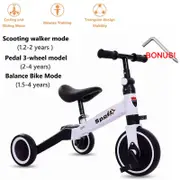 3 in1 Kids Tricycle Toddler Balance Bike Ride on Toys Toddler Push Trike Bicycle White