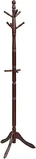 Tangkula Wood Coat Rack Freestanding, Entryway Height Adjustable Coat Stand with 9 Hooks & Stable Tri-Legged Base, Rubber Wood Coat Tree Hall Tree Coat Hanger Stand for Home Office Hall Entryway