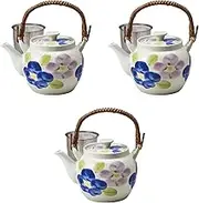Set of 3, Set of 3, 2-Color Round Flower U Included No. 6 Earthenware Pot (5.7 x 4.3 inches (1050 cc) (14.5 x 11 cm) | Setomonohonpo, Made in China