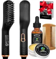 Beard Straightener w/Beard Balm & Growth Oil & Guide...