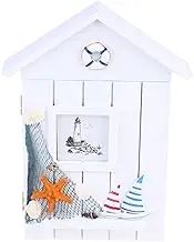Uonlytech 1Pc House Shaped Wooden Key Storage Holder Wall Mounted Key Organizer Mediterranean Style Key Box for Entryway Hallway Kitchen and Garage Decor