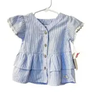 7 For All Mankind Baby Girls Ruffle Top Light Blue Size 12M