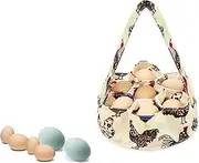 [WEZCHUGHAOL] Rustic Striped Egg Collecting Basket for Home and Garden - Chicken Egg Holder and Collector for Housewives Egg stockpile (beige chicken)
