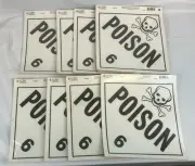 Poison Skull Class 6 Vinyl Placard 10.75” Lot of 48 with 8 Packs of 6 JJ Keller