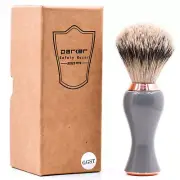 NEW Parker GGST Shaving Brush 100% Silvertip Badger Gray & Rose Gold w/ Stand