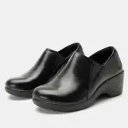 Alegria Womens Skylar Leather Slip On Shootie - Noir Black NEW