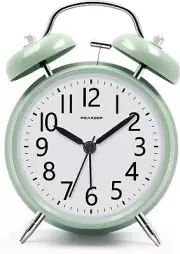 Peakeep Loud Battery Alarm Clock for Heavy Sleepers, Vintage 4 Avocado Green