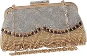 [BESPORTBLE] Fashionable Women Handbag Chic Evening Clutch Bag with Closure Buckle for Party Banquet Wedding and Daily Use Decorative Tassel Design