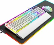 Gaming Keyboard and Mouse and Mat Wrist Rest Set RGB Backlit for PC PS4 Xbox one