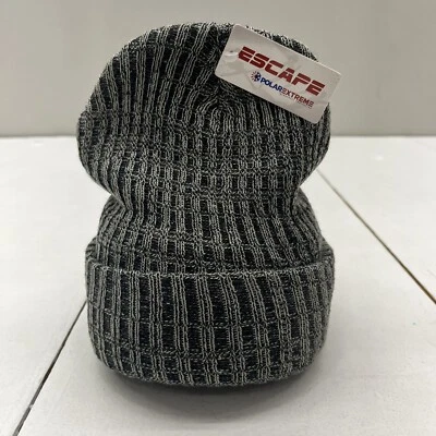 Escape Polar Extreme Black Grey Knitted Cuffed Fold Over Beanie Adult OS