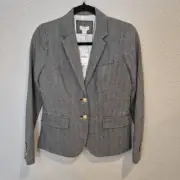 J. Crew Women's Size 0 Wool Jacket Blazer Herringbone Gray