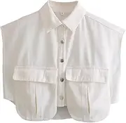 [Gratoryna] Womens Cropped Denim Button Down Shirt Collared Jean Top Blouse Sleeveless Y2k Summer Tops