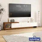 190-260cm TV Stand Cabinet 3 Drawers Entertainment Unit Storage Walnut/White