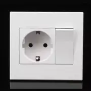 92*86mm PC Panel EU Wall Socket + 16A 1 Gang 1 Way On / Off Rocker Light Switch