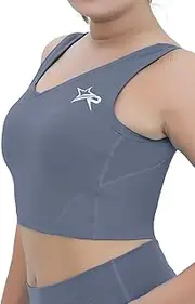 [Starforce Apparel] Women’s Sports Bra – Seamless Stretch Fitted, Padded, Built-in Support, Crew Neck, Sleeveless Crop Top, for Yoga & Gym Workouts