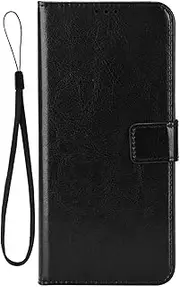 [HWPIVOX] Leather Case for Samsung Galaxy Z Fold5, Wallet Case for Samsung Galaxy Z Fold5 Flip PU Leather Cover, Magnetic Buckle Protection Phone Cover for Samsung Galaxy Z Fold5 Case Black