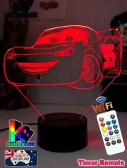CARS LIGHTING McQUEEN 3D LED Battery USB Night Light Colour Change Room Lamp