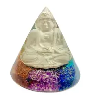 Buddha 7 Chakras Orgonite Conical Pyramid Energy Healing Crystal EMF Protection