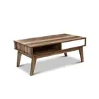 Coffee Table 2 Storage Drawers Open Shelf Scandinavian Wooden White