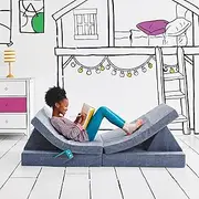 Yourigami Kids and Toddler Play Couch, Convertible Folding Sofa, Durable Foam Modular Design, Blue Lagoon