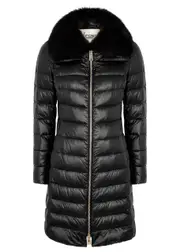 Herno Elisa Fur-trimmed Shell Coat - Black - 16 16