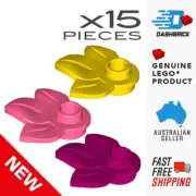 15x Genuine LEGO® - Plant Plate, Round 1x1 Tree Plant Leaf, Coral/Yellow/Magenta