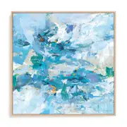 Artey | Exuding Summer Blue - Framed Canvas - Natural Frame - 100 x 100cm