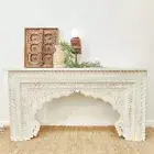 Hand Carved Timber Sofa Entry Table Console Hall Table Indian Boho Shabby Chic