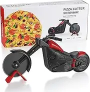 Motorcycle pizza cutter, stainless steel pizza cutter two wheels, novelty motorcycle-shaped pizza wheel cutting slicer with non-stick coating, suitable for kitchen gadgets accessories (motorcycle)