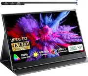 UPERFECT True 4K Portable Monitor, [New Version] 15.6'' UHD IPS 3840x2160 USB C, Unique Arch Metal Frame,100% Adobe RGB 600 Nits Brightness, HDR FreeSync Speaker HDMI Type-C OTG w/Smart Case