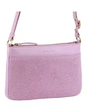 [PIERRE CARDIN] Perforated Leather Multi Compartment Cross-body Bag in Pink