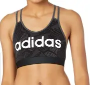 adidas Women's Sz XS Essentials All Over Print Sports Bra Top - Black