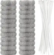 Lint Traps, 24Pcs Stainless Steel Lint Traps for Washing Machine Hose, Laundry Catcher with 24 Cable Ties, Household Pet Hair Remover for, Washer Catcher
