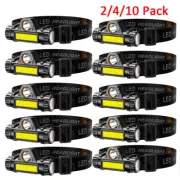 2/4/10x USB Rechargeable Waterproof LED Headlamp Headlight Head Light Flashlight
