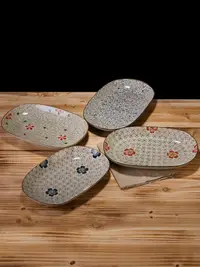 在飛比找樂天市場購物網優惠-日式蒸魚盤子家用釉下彩陶瓷和風餐具大號魚盤菜盤橢圓盤創意個性