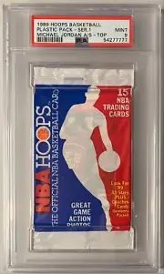 1989-90 Hoops Plastic Pack w/Michael Jordan AS on Top! PSA 9