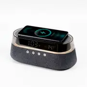 X Echo 4 in 1 Bluetooth Slab with Alarm Clock, Speaker, Wireless Charging & LED Lighting