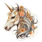Unicorn Head Flowers, Vinyl Decal Sticker, Indoor Outdoor, 3 Sizes, #11700