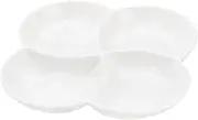 4-Compartment White Food Divided Plates, Modern Minimalist Tableware, Lightweight Durable Serving Tray for Home, Party, Snacks & Fruits | 26.2x3.4cm