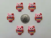 6 Pcs Lot owl 3D Flatback Resin Cabochon Hair Bow Cente/DIY Supplies