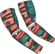 [FSCEV] Salmon Pattern Sun Protection Arm Sleeves Outdoor Essentials Cooling Compression Golf Hiking Cycling