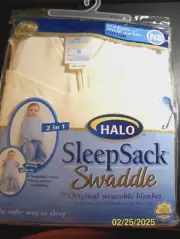 Halo Sleep Sack Swaddle Cotton Newborn 6-12 lbs. 19"-23" Cream NEW SEE ALL PICS