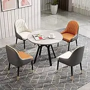 YUGXTH Office Reception Room Club Table and Chair Set, Negotiation Table and Chair Set, Round Dining Table a Chairs Set 4, Small Conference Room Tables, for Family Apartment(Orange+White)