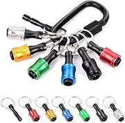 Fixinus 6-Piece 1/4 Inch Hex Shank Aluminium Alloy Screwdriver Bit Holder, Drill Extension Bar Holder Adapter with Keychain, Quick Change Bit Holder for Electric Screwdrivers and Drills